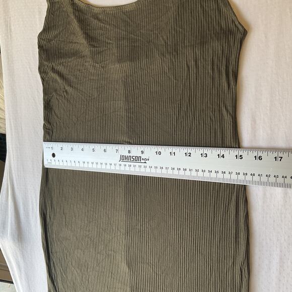H&M Women Midi Dress M Olive Tank Dress Sleeveless Stretchy - Picture 7 of 8